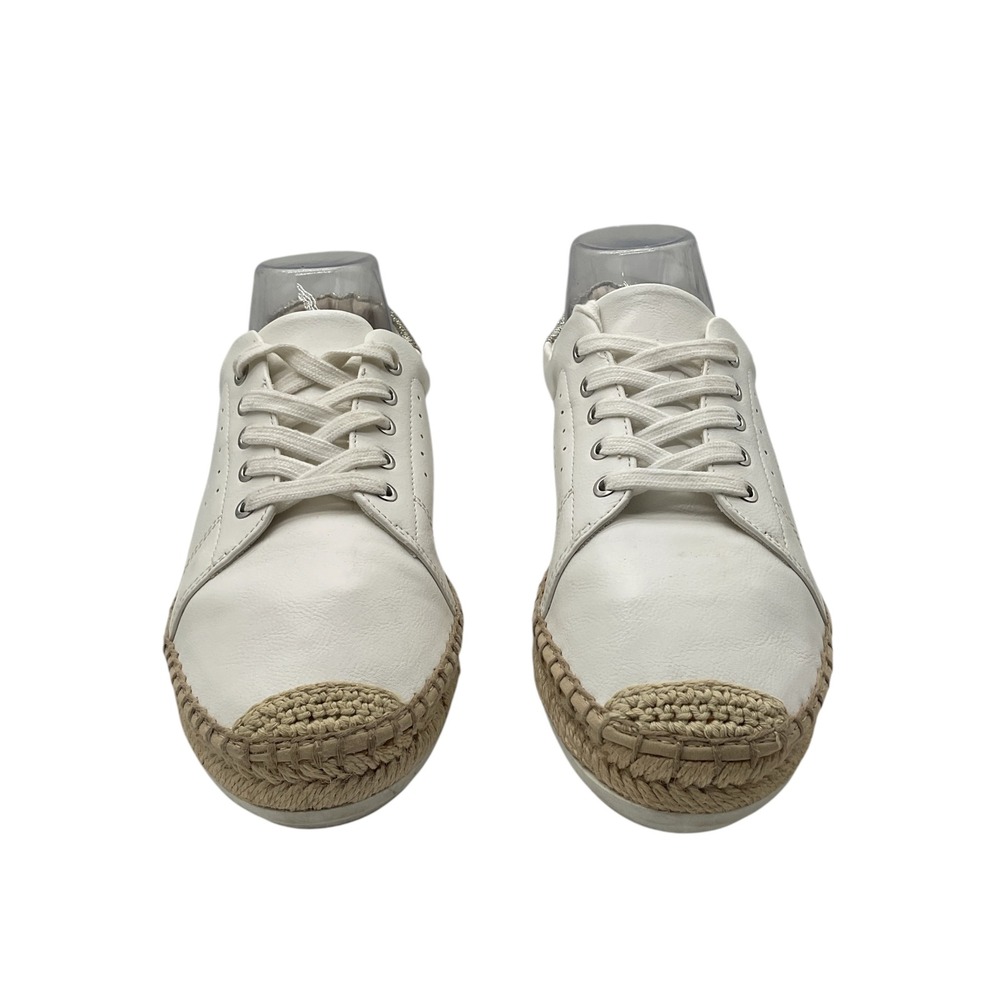 ALDO Womens White Leather Espadrille Sneakers Glitter Heel Size 10 EUR 41